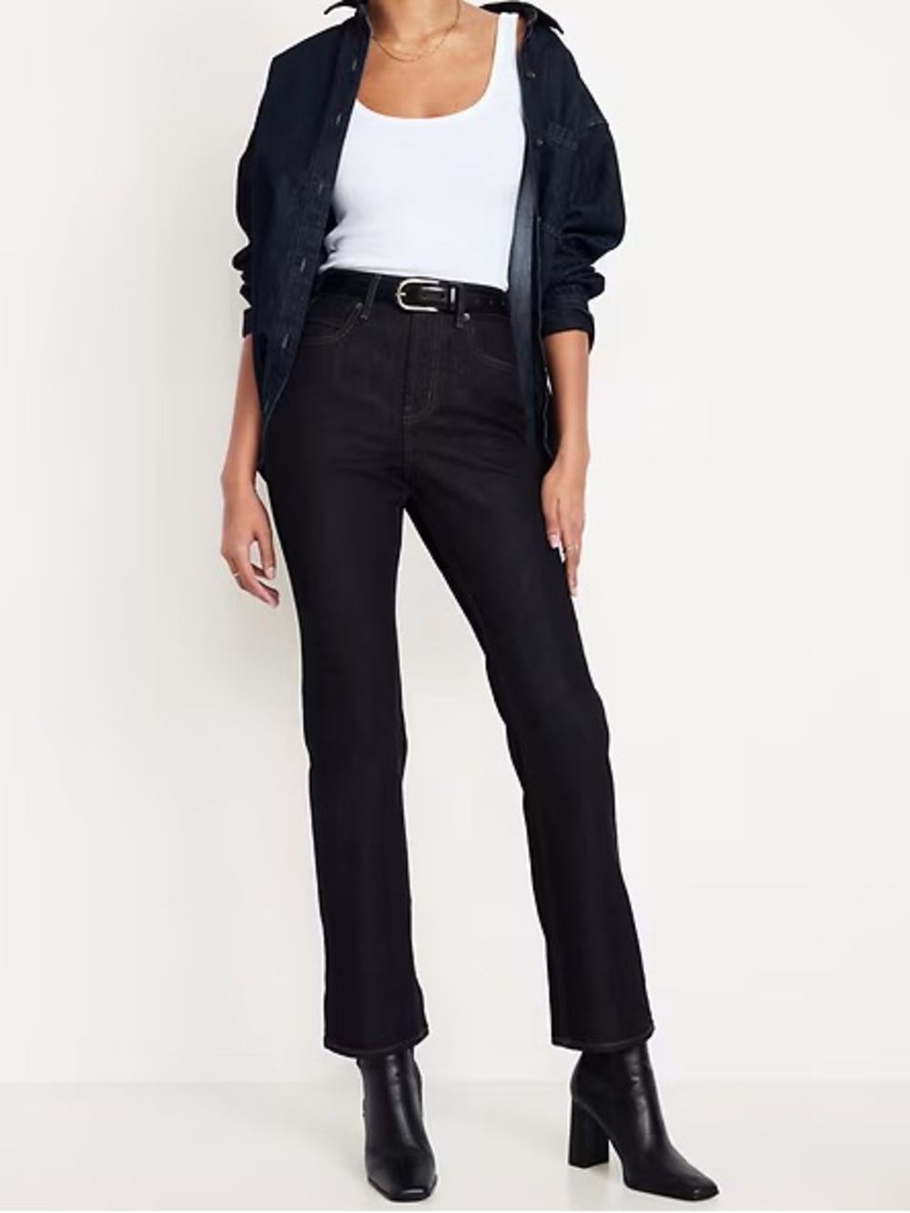 {Old Navy} "Extra High Rise Baby Bootcut" Short Dark Blue Stretch Denim Jeans